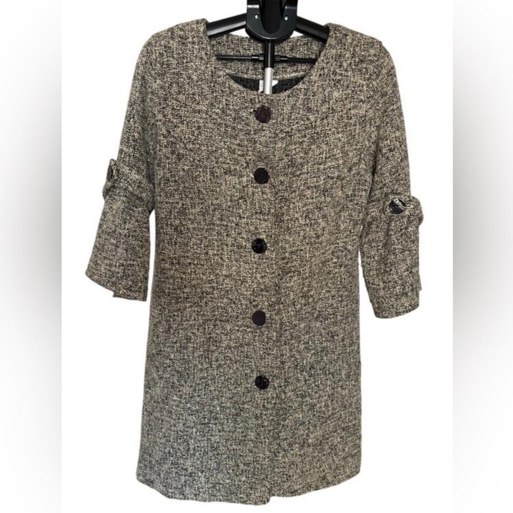 CMC Textured Button Front Coat Jacket M USA Tweed Knit Retro Minimalist